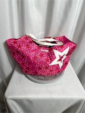 American Girl Pink Star Polka Dot Tote Bag Doll Carry Bag Large Shopper NWT
